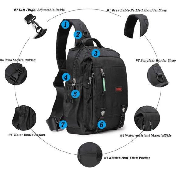 Sling Bags Chest Shoulder Backpacks, 13.3'' 14.1'' 15.6''Laptop Backpack - Picture 3 of 8